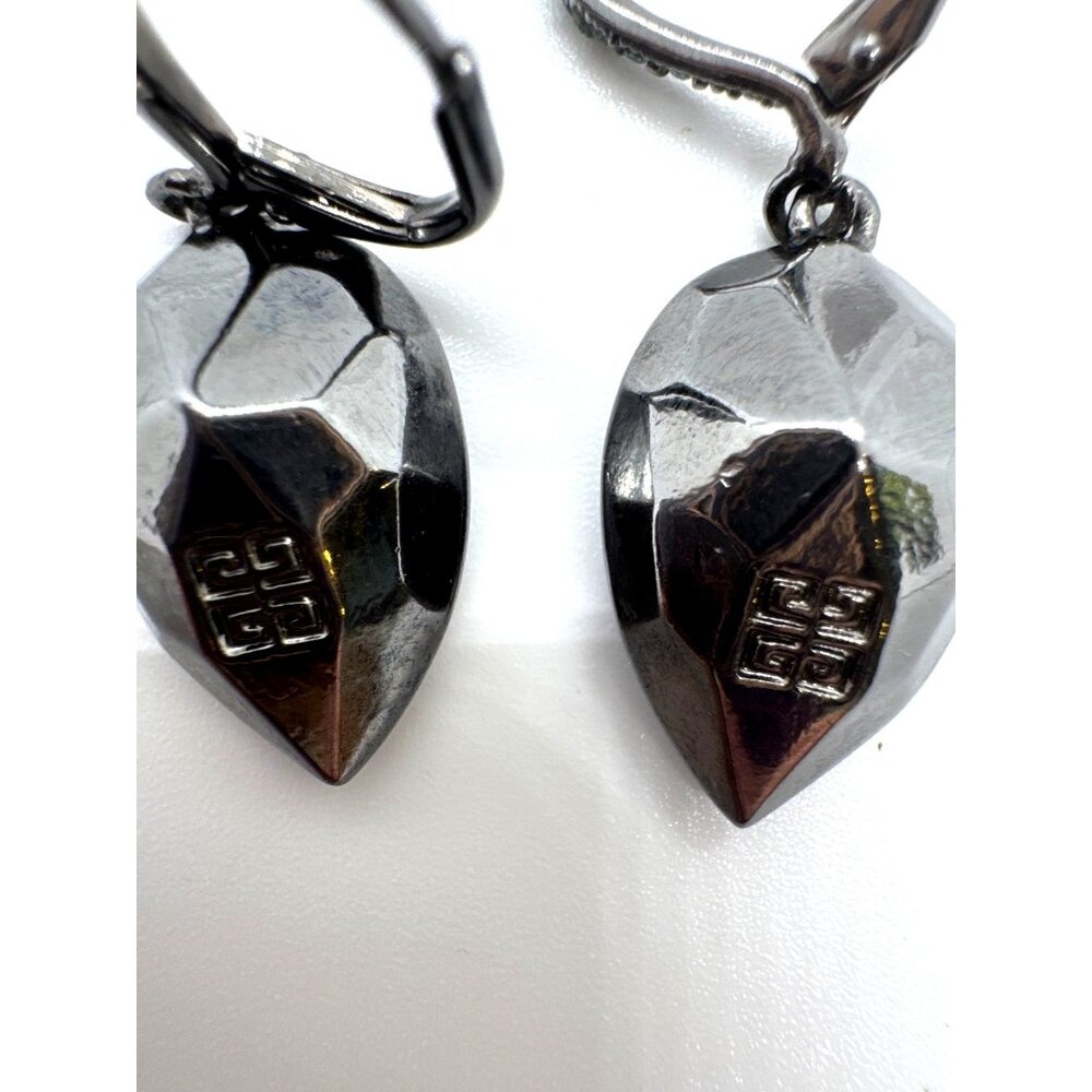 Givenchy Gunmetal Blue Crystal Necklace & Earring Set Designer Statement Jewelry - Picture 7 of 12